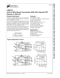 LM2731 0.6/1.6 MHz Boost Converters With 22V Internal FET Switch