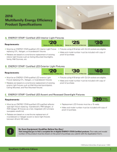2016 Multifamily Energy Efficiency Product Specifications