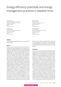 Energy efficiency potentials and energy management