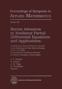 Recent Advances in Nonlinear Partial Differential Equations and