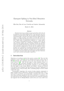 Emergent Spiking in Non-Ideal Memristor Networks