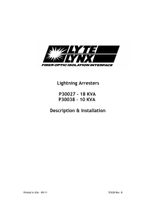 Lightning Arresters P30027 – 18 KVA P30038 – 10 KVA Description