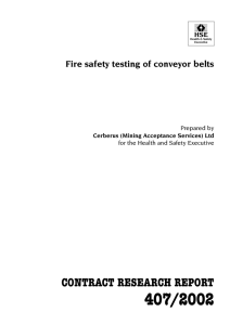 Fire safety testing of conveyor belts