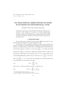 on fractional derivatives of some functions of exponential