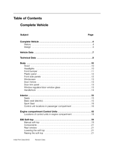 Table of Contents Complete Vehicle