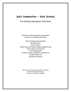 Safe Communities ~ Safe Schools Pre