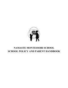 namaste montessori school school policy and parent handbook