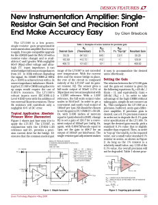 Single-Resistor Gain Set and Precision Front End Make Accuracy