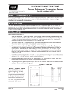 INSTALLATION INSTRUCTIONS Remote Outdoor Air Temperature