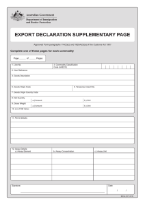 EXPORT DECLARATION SUPPLEMENTARY PAGE