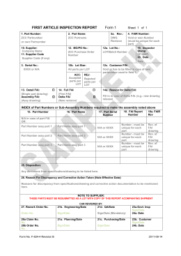 Form AS9102 First Article Inspection