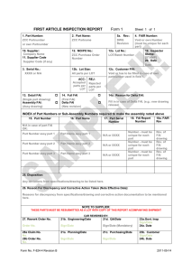 FIRST ARTICLE INSPECTION REPORT Form 1