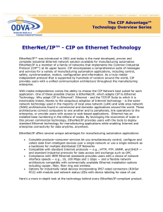 EtherNet/IP™ - CIP on Ethernet Technology