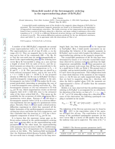 Mean-field model of the ferromagnetic ordering in the