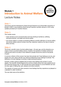 Introduction to Animal Welfare Lecture Notes