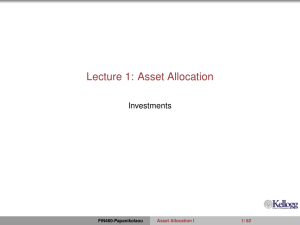 Lecture 1: Asset Allocation