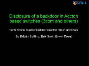 Disclosure of a backdoor in Accton based switches (3com