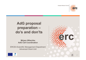 AdG proposal AdG proposal preparation – do`s and don`ts