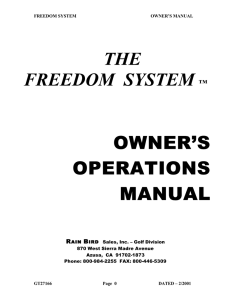 THE FREEDOM SYSTEM ™ OWNER`S OPERATIONS