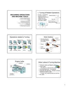 MACHINING OPERATIONS AND MACHINE TOOLS 1. Turning
