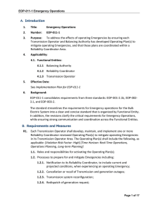 A. Introduction 1. Title: Emergency Operations 2. Number: EOP