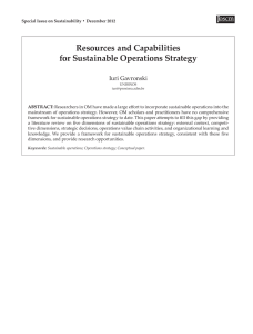 Resources and Capabilities for Sustainable Operations Strategy