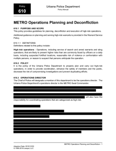 METRO Operations Planning and Deconfliction