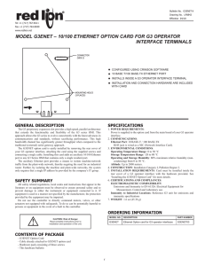 G3ENET G3 Ethernet Option Card Data Sheet/Manual PDF
