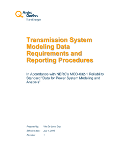 Hydro-Québec Transmission System Modeling Data Requirements