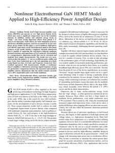 Nonlinear Electrothermal GaN HEMT Model Applied to High