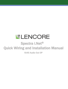 Spectra i.Net® Quick Wiring and Installation Manual