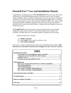 Doorbell Fon™ User And Installation Manual
