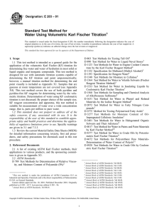 Water Using Volumetric Karl Fischer Titration1