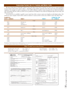 31 Conversion Factors for U.S. System and Metric Units