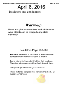 Science 9 - Lesson 4 insulators and conductors.notebook