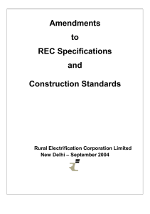 Amendments to REC Specifications and Construction Standards