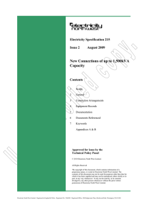 New Connections of up to 1,500kVA Capacity