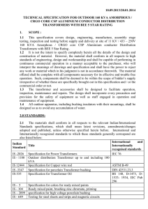 Technical Spec. of 160 KVA DTRs with 5 star rating