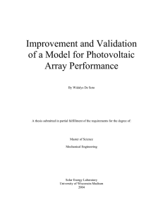 Improvement and Validation of a Model for Photovoltaic Array