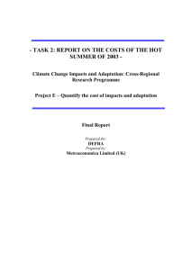 TASK 2: REPORT ON THE COSTS OF THE HOT SUMMER OF 2003