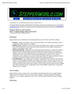 Stepper Motors And Control