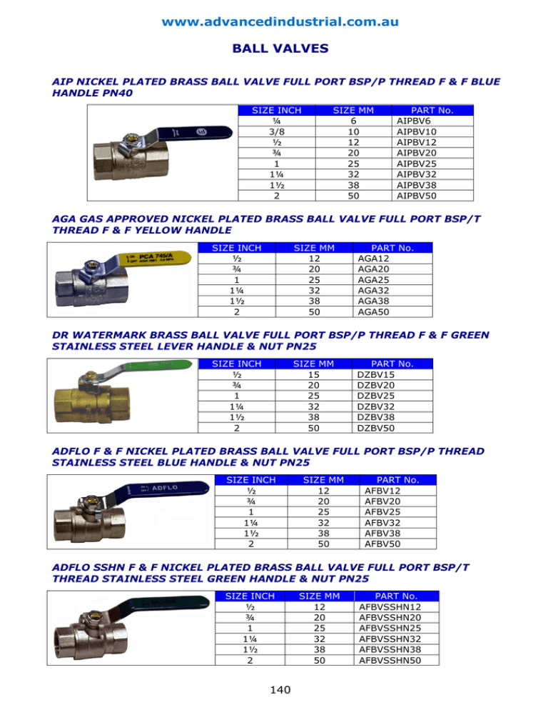 Au Ball Valves 9969