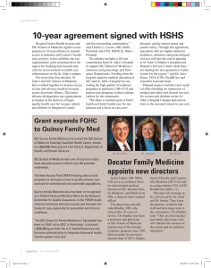 10-year agreement signed with HSHS