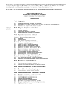 Unofficial consolidation of NI 31-103 and its CP as of January 11, 2015