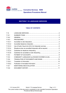 table of contents - Corrective Services