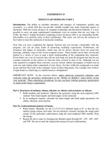 EXPERIMENT #3 MOLECULAR MODELING PART I Introduction