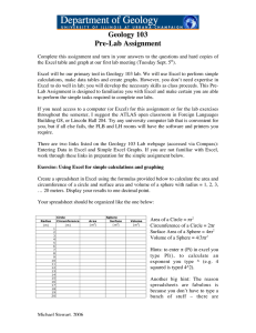 Geology 103 Pre-Lab Assignment