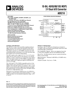 AD9218 10-Bit, 40/65/80/105 MSPS 3 V Dual A/D Converter data