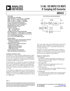 AD9433 12-Bit, 105 MSPS/125 MSPS IF Sampling A/D Converter