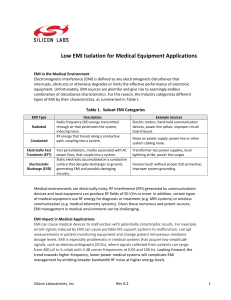 Low EMI Isolation for Medical Equipment Applications